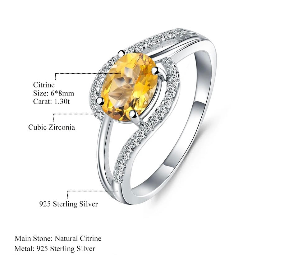 Silver Ring 1.30 ct Citrine