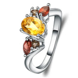 Silver Ring 1.34 ct Citrine / Garnet / Smoky Quartz