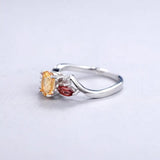 Silver Ring 1.34 ct Citrine / Garnet / Smoky Quartz