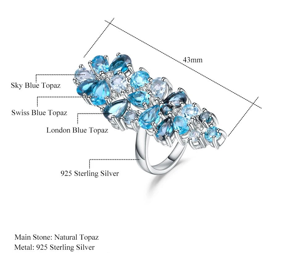 Silver Ring 10.07 ct Blue Topaz
