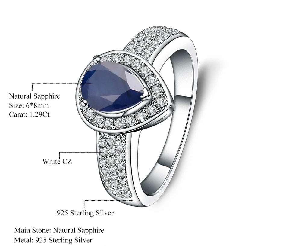 Silver 1.29 ct  Ring Sapphire