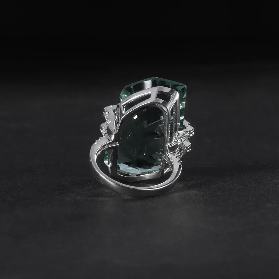 Silver Ring Green Amethyst