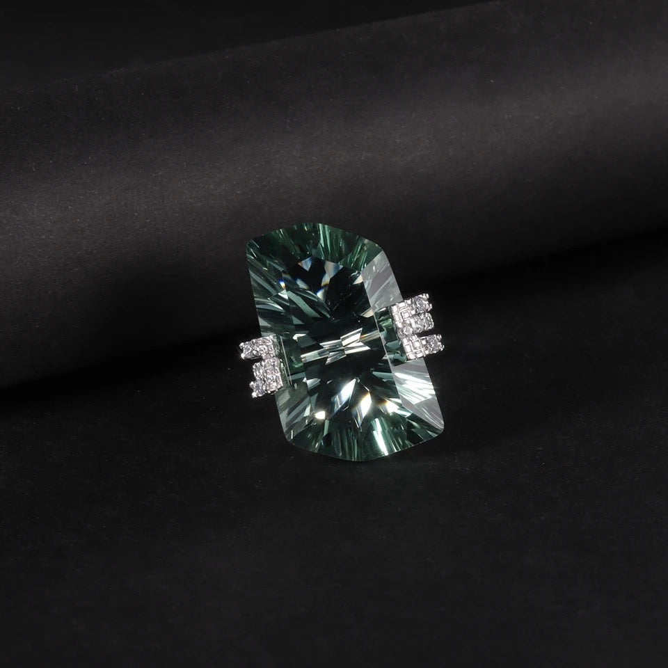 Silver Ring Green Amethyst