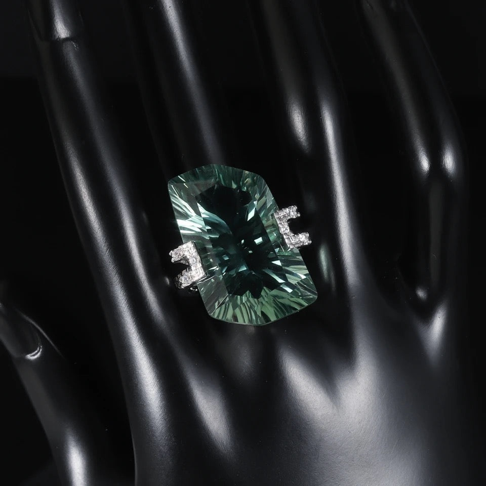 Silver Ring Green Amethyst