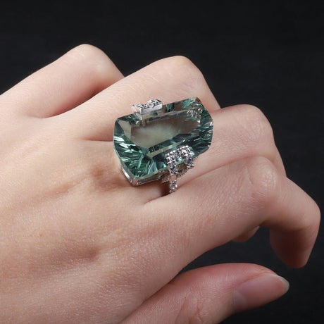 Silver Ring Green Amethyst