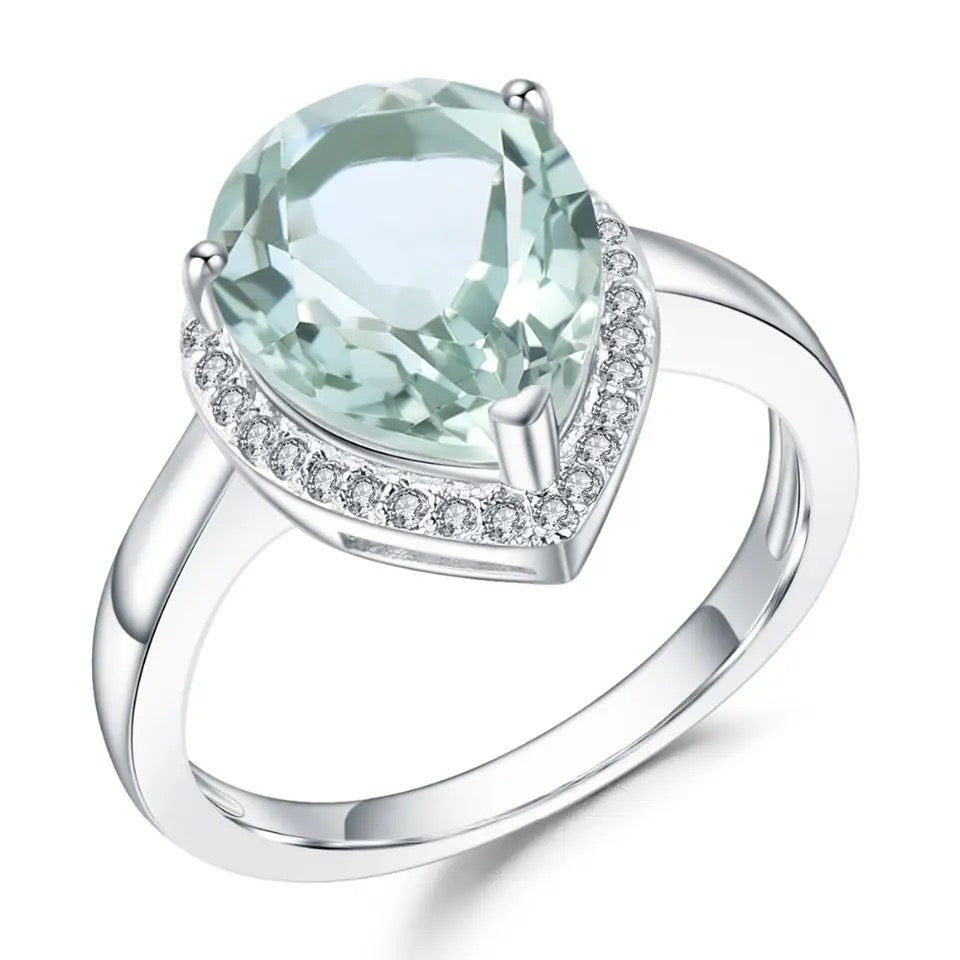 Silver Ring Green Amethyst