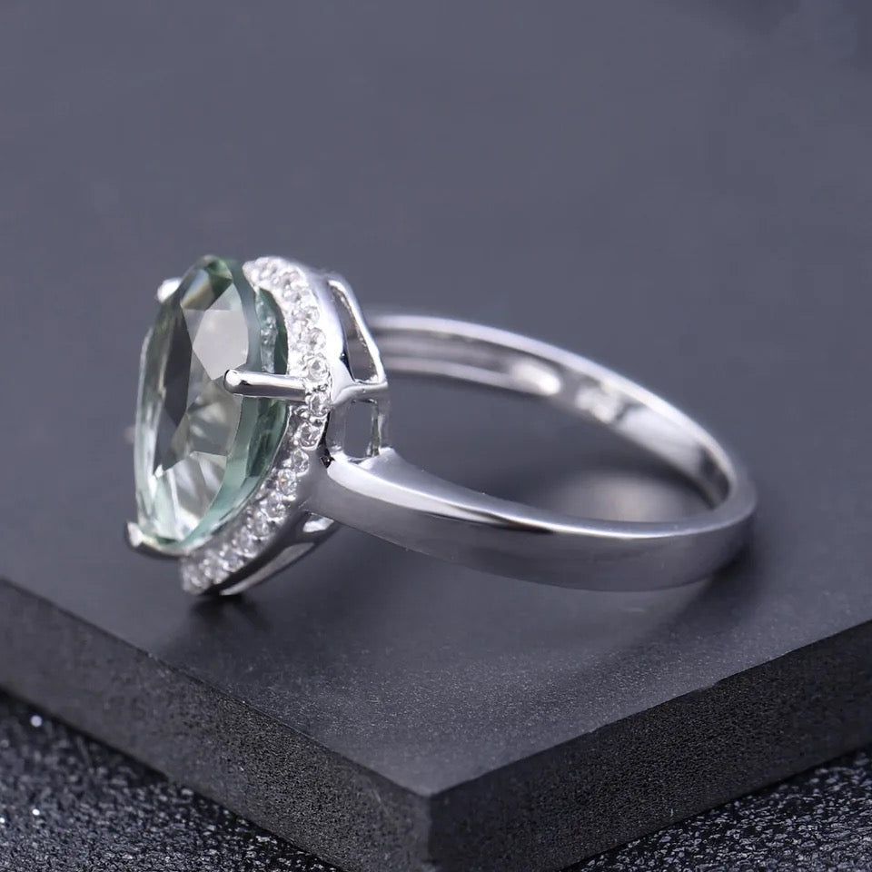 Silver Ring Green Amethyst
