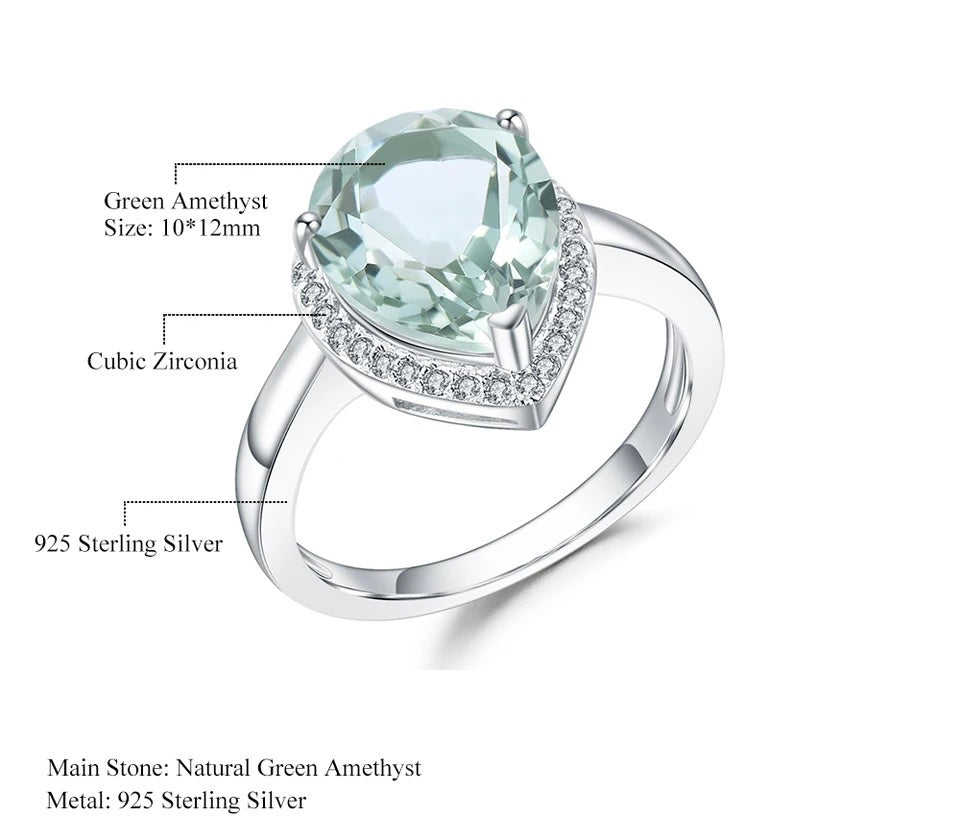 Silver Ring Green Amethyst
