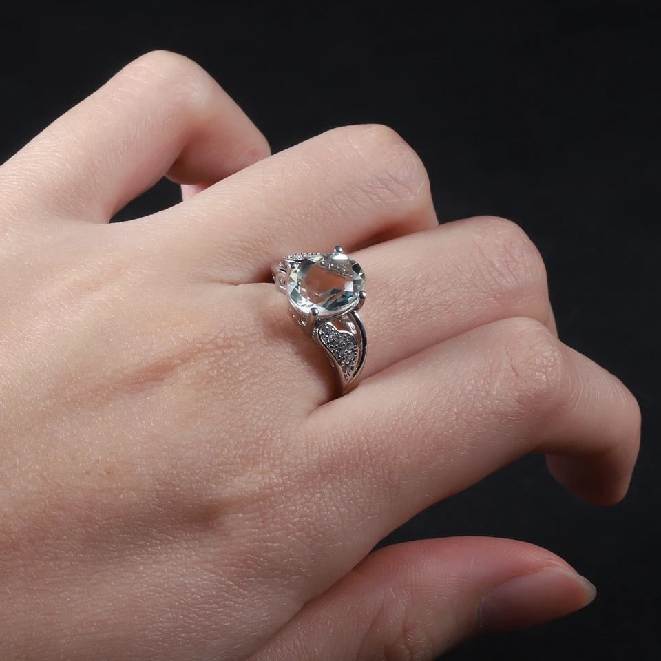 Silver Ring Green Amethyst