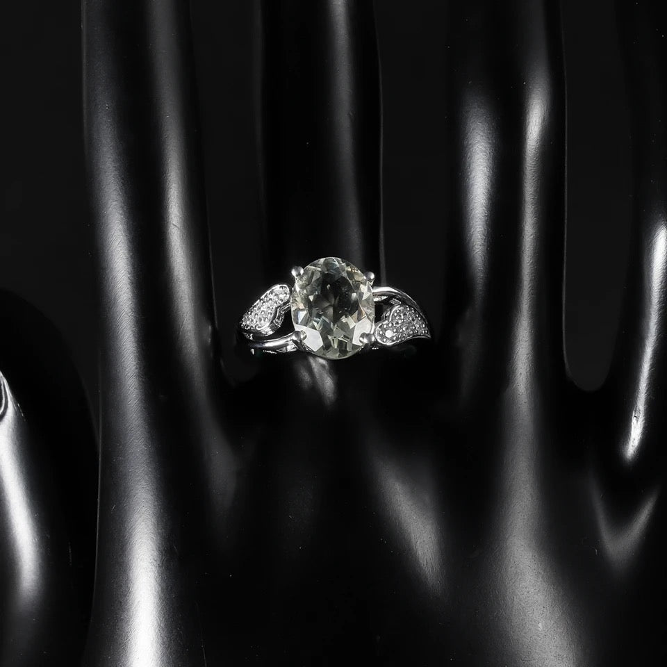 Silver Ring Green Amethyst