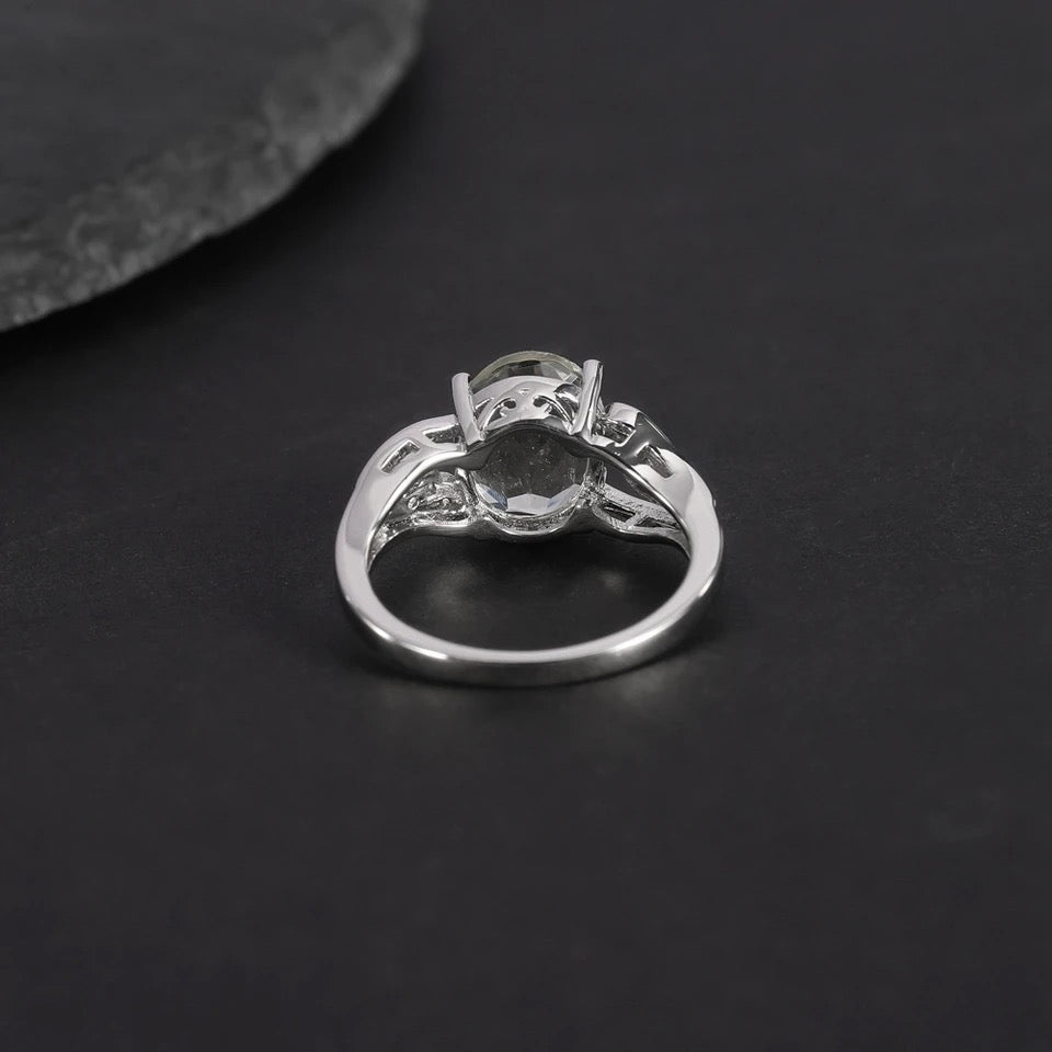 Silver Ring Green Amethyst