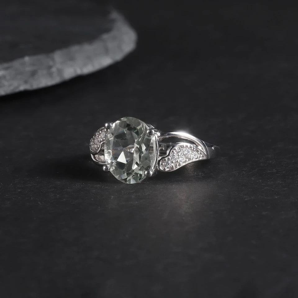 Silver Ring Green Amethyst