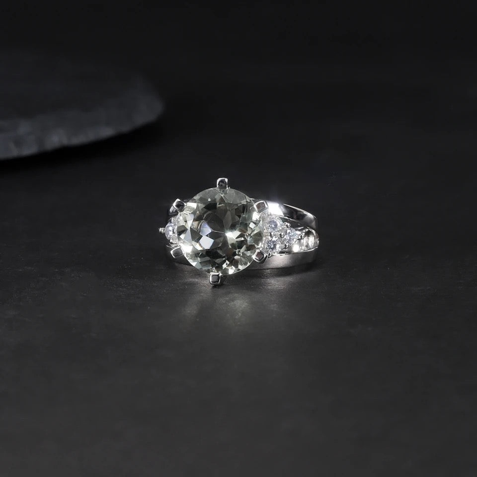 Silver Ring Green Amethyst