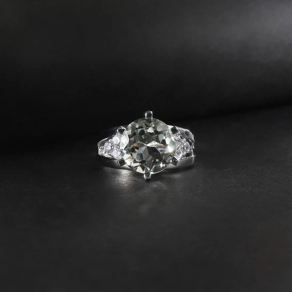 Silver Ring Green Amethyst