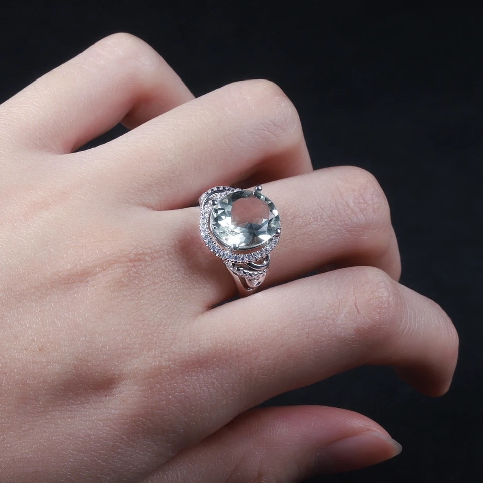 Silver Ring Green Amethyst
