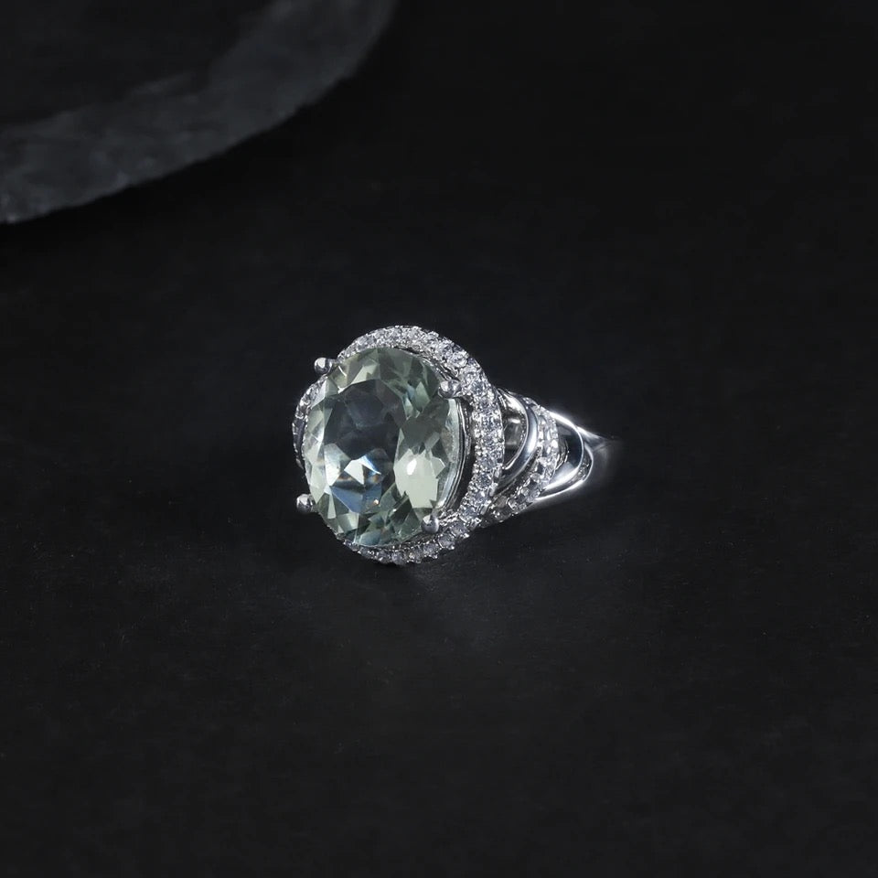 Silver Ring Green Amethyst