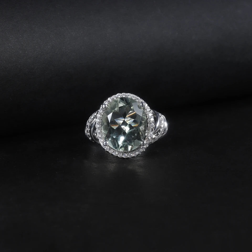 Silver Ring Green Amethyst