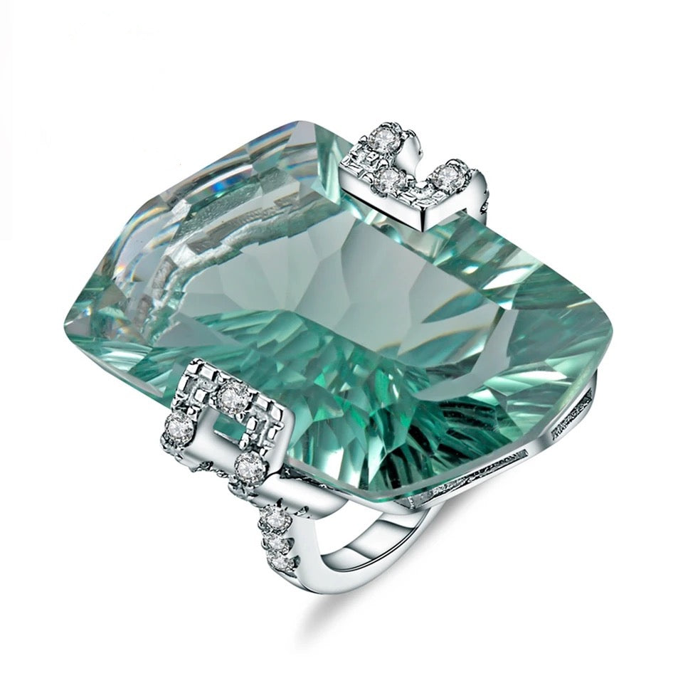 Silver Ring Green Amethyst