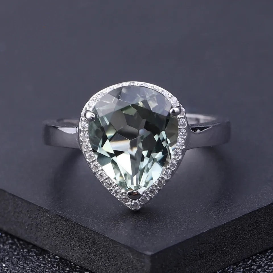Silver Ring Green Amethyst