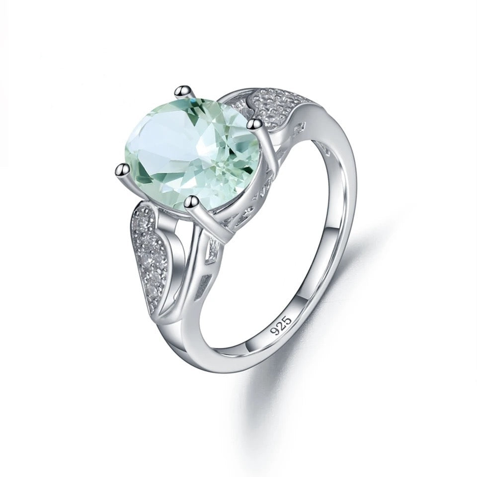 Silver Ring Green Amethyst