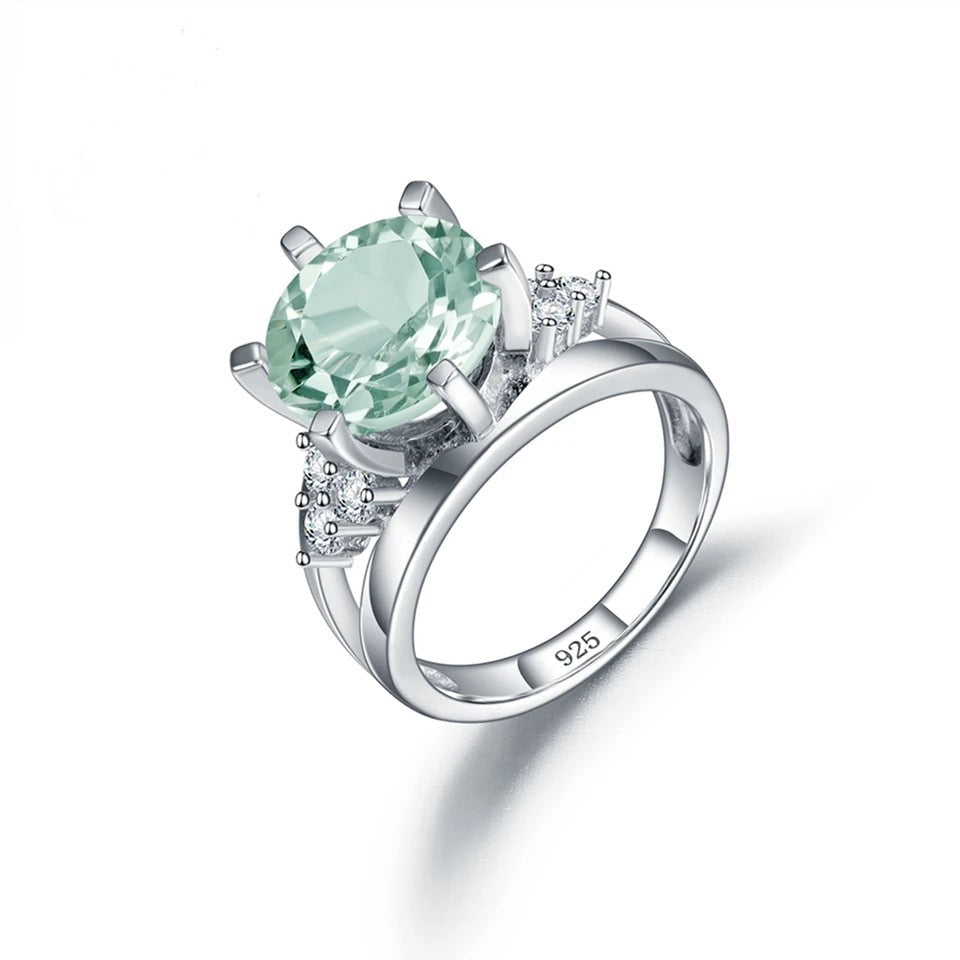 Silver Ring Green Amethyst