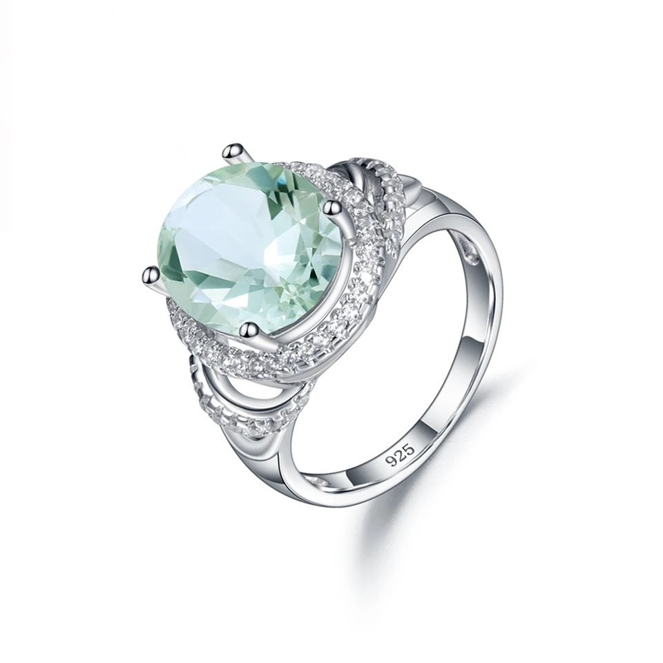 Silver Ring Green Amethyst