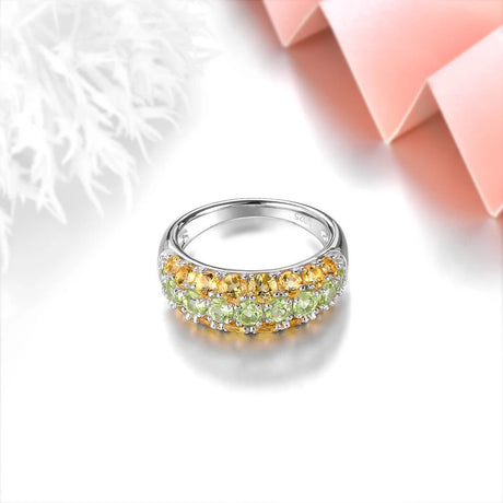Silver 2.30 ct Peridot / Citrine Ring