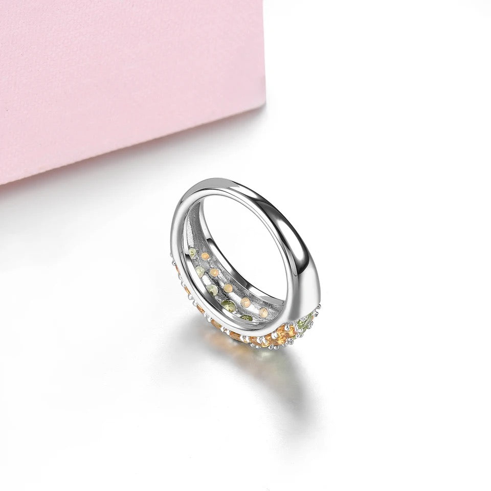 Silver 2.30 ct Peridot / Citrine Ring