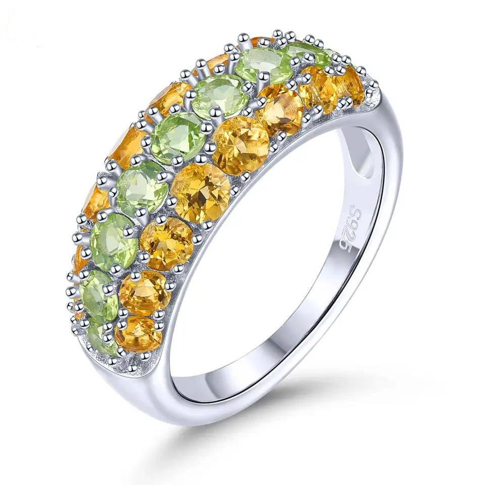 Silver 2.30 ct Peridot / Citrine Ring
