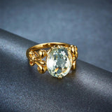 Silver / Golden Plated Ring 4.49 ct Green Amethyst