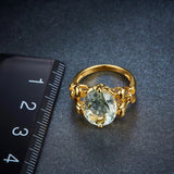 Silver / Golden Plated Ring 4.49 ct Green Amethyst