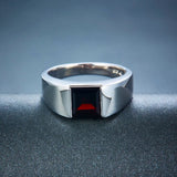 Unisex Silver 1.90 ct Ring Garnet