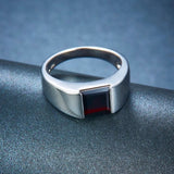 Unisex Silver 1.90 ct Ring Garnet