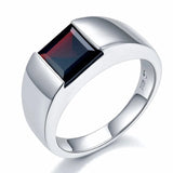 Unisex Silver 1.90 ct Ring Garnet