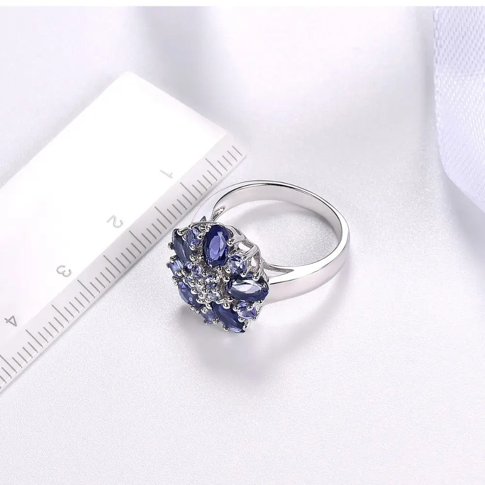 Silver 2.47 ct Tanzanite / Iolite / Diamond Ring