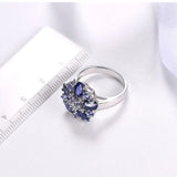 Silver 2.47 ct Tanzanite / Iolite / Diamond Ring