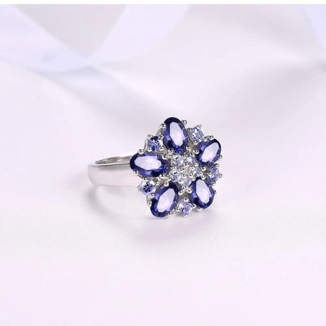 Silver 2.47 ct Tanzanite / Iolite / Diamond Ring