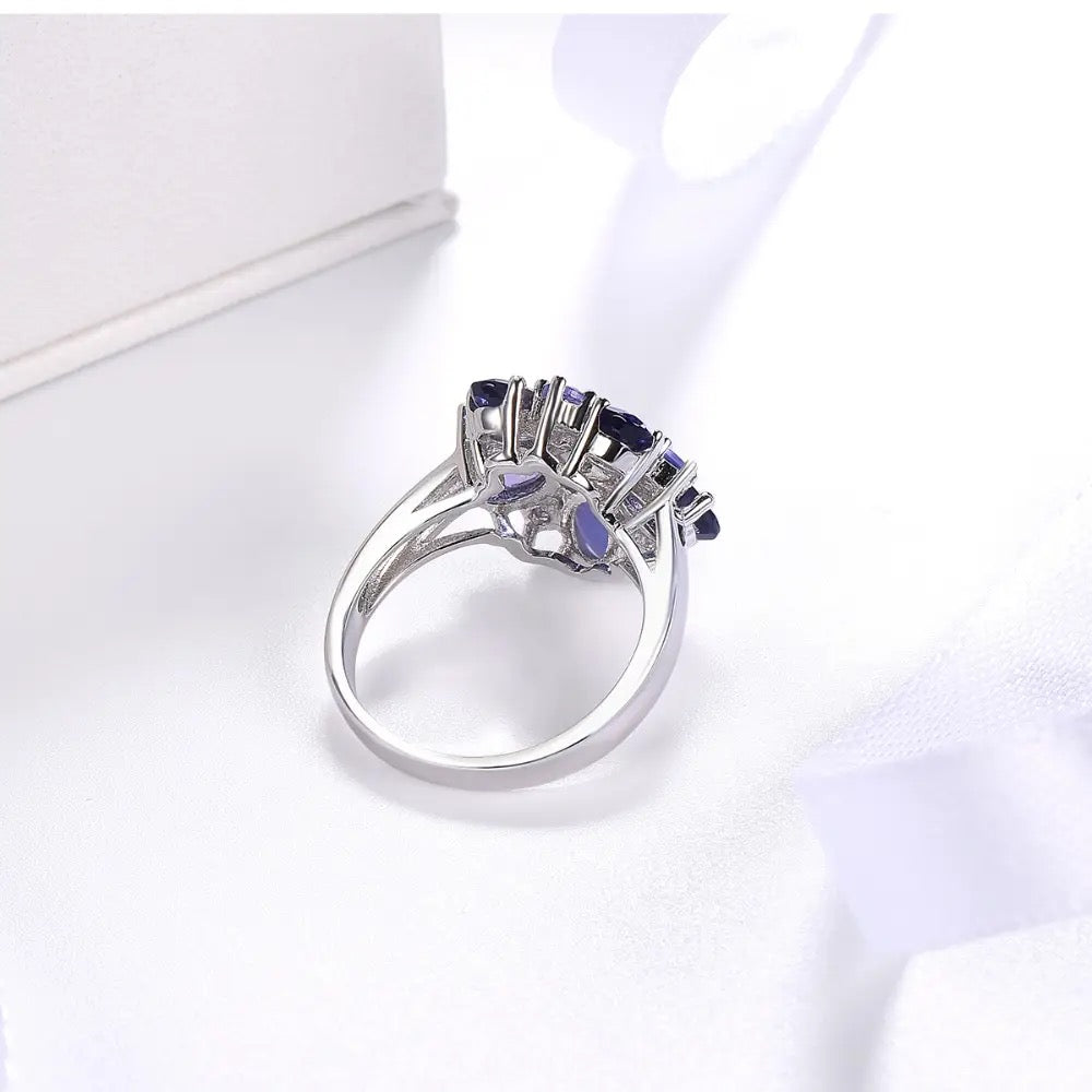 Silver 2.47 ct Tanzanite / Iolite / Diamond Ring