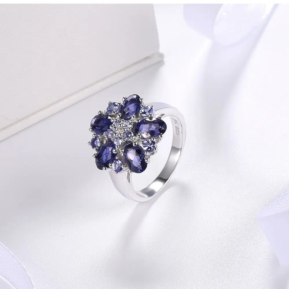 Silver 2.47 ct Tanzanite / Iolite / Diamond Ring