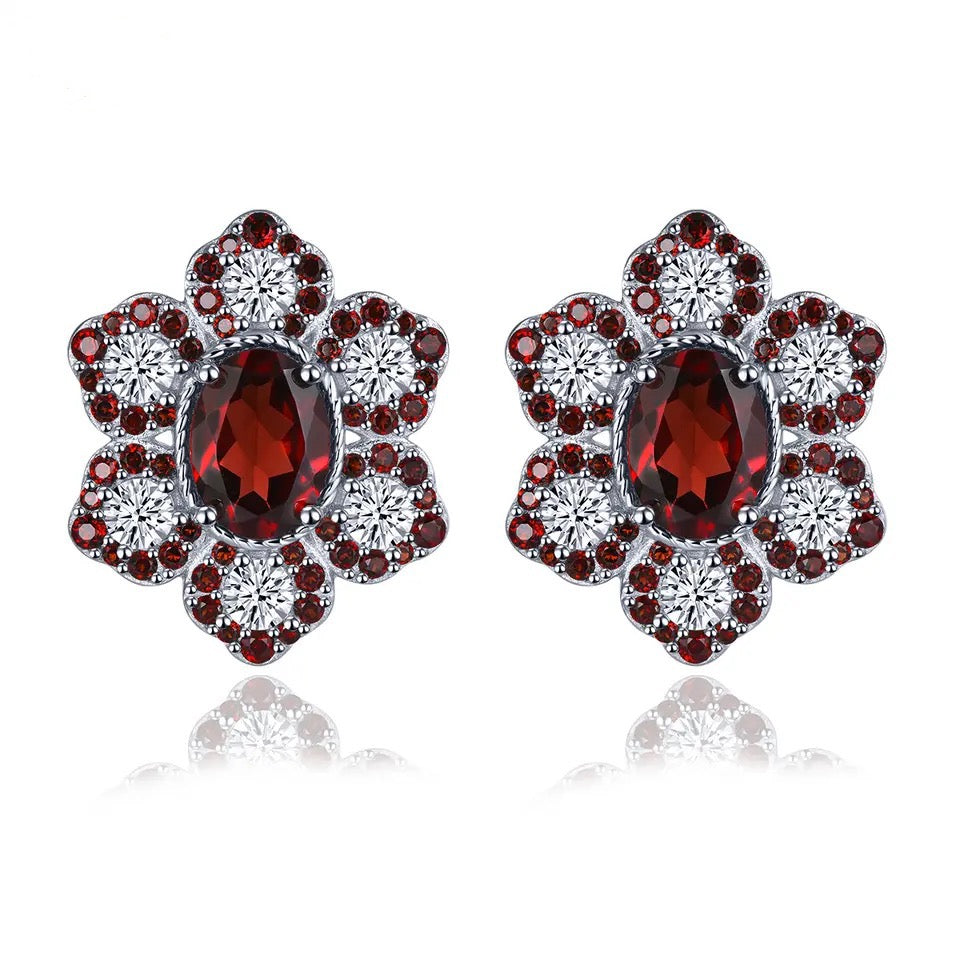 Silver 8.00 ct Garnet Earrings
