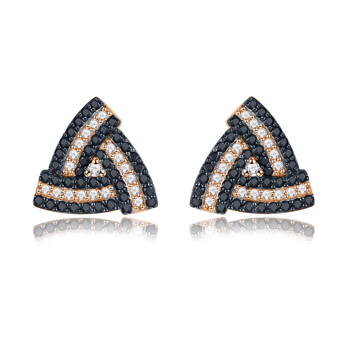 Silver 0.60 ct Black Spinel Earrings / Rose Gold